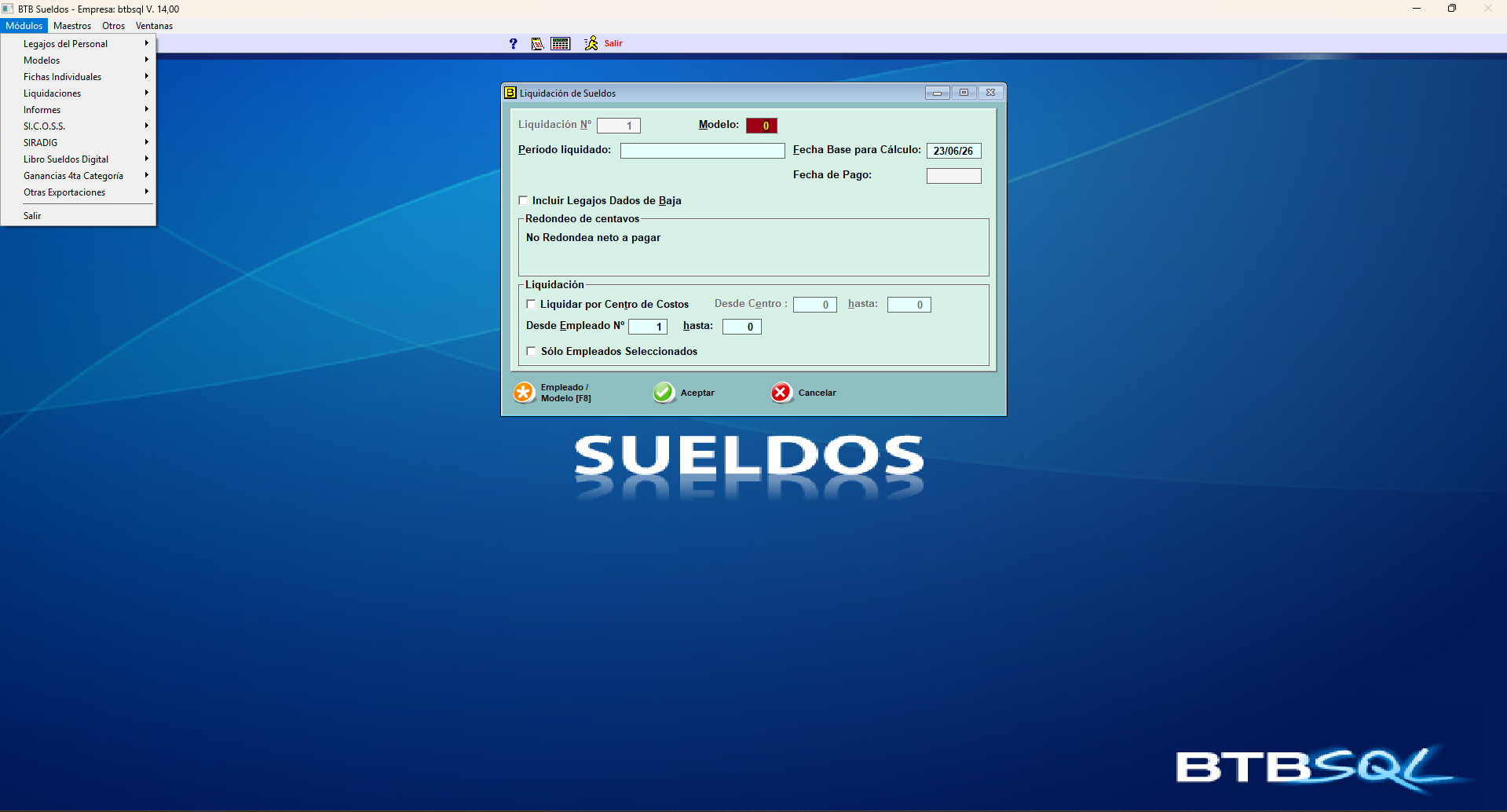Módulo de MÓDULO DE SUELDOS - BTB Soft